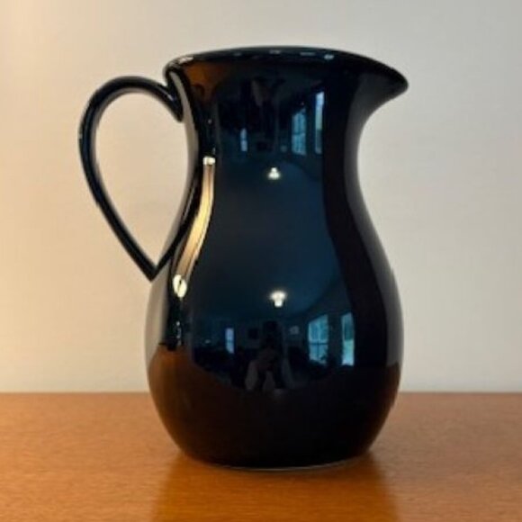 Navy Blue Ceramic Pitcher (7 Inches Tall) - Perfect Condition - Picture 1 of 6